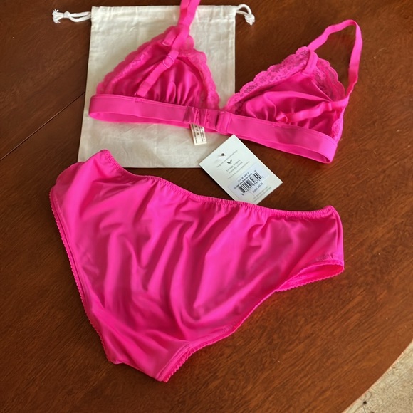 Spell SET Azalea Lace bralette medium NWT Bloomers large NWOT pink - Picture 7 of 16